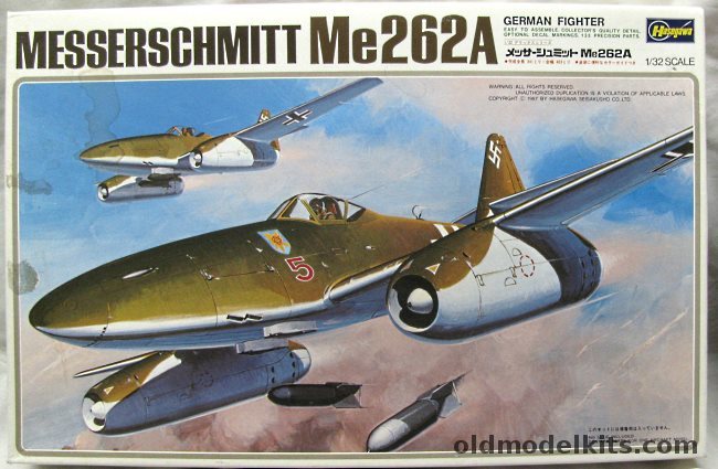 Hasegawa 1/32 Messerschmitt Me-262A - With Model Technologies German WWII Seatbelt Buckles And Rudder Pedals, S14 plastic model kit